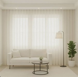پارچه پرده حریر شاین دوخته شده