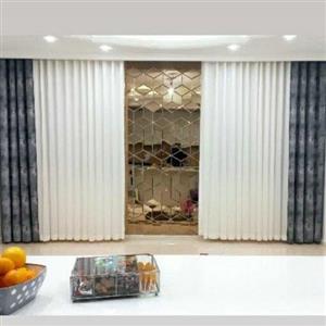 پارچه پرده حریر شاین دوخته شده