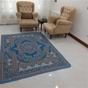 روفرشی 3 متری- مخمل زرکدار- وکیل بافت(زرین) یزد- طرح نیلوفر- کد 001- رنگ آبی‌فیروزه‌ای- زیر انداز- زیرانداز- زیرسفره‌‌ای