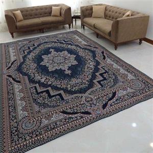 روفرشی 6 متری- مخمل زرکدار- وکیل بافت(زرین) یزد- طرح نیلوفر- کد 001- رنگ سُرمه‌ای- زیر انداز- زیرانداز- زیرسفره‌‌ای