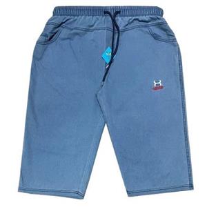 شلوارک مردانه جین کاغذی قواره دار رنگ‌بندی مشکی و سرمه ای