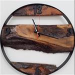 ساعت روستیک دیواری(چوب توسکا)(قطر 40)(رنگ تایل مشکی مات)