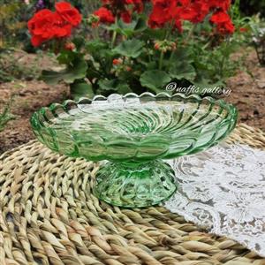 شیرینی خوری بلور سبز طرح آنتیک مدل پیچ 