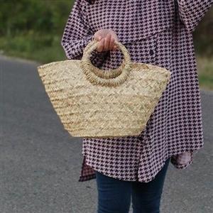 کیف دسته گرد زنبیل حصیری