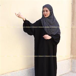 مانتو عبا زنانه مشکی با جنس کرپ عبایی فری سایز (طرح مژگان)