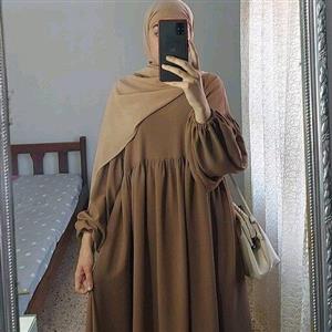 مانتو عبایی کرپ الیزه ماهگون ِ ماه شو مزون