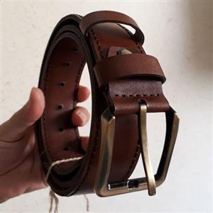 کمربند مردانه چرم گاوی سه لایه دستدوز با سگک رنگ ثابت