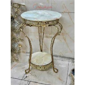 میز خاطره برنز  گل نقلی (میزتلفن برنجی)