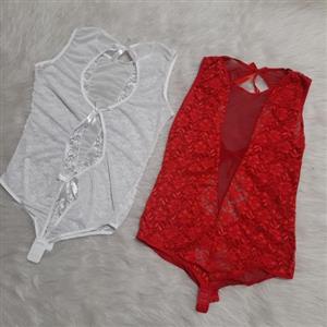 لباس خواب تور و دانتل سایز بزرگ فاق باز MNG کد 2008 (قرمز و سفید موجود)