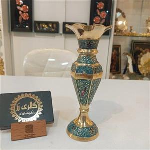 گلدان برنجی مینا کار شده هندی( برنز 