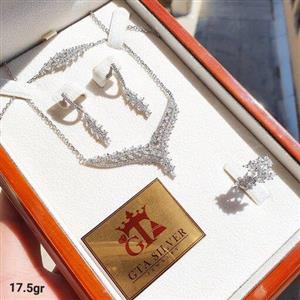 سرویس زنجیری نقره925 طرح جواهر ابکاری طلا