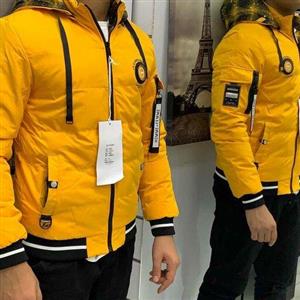 کاپشن مردانه بادی دو رویه دو رنگ مشکی و زرد سایز بندی از لارج تا چهار ایکس لارج