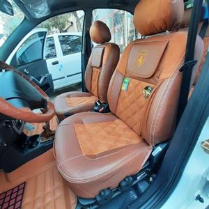 روکش صندلی کوییک کوئیک مشکی مارون جنس چرم مخمل خارجی مدل مازراتی الگو فابریک