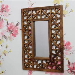 آینه چوبی با طرح گره چینی