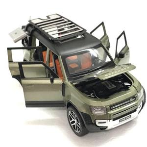 ماشین فلزی لندرور دیفندر  7دربازشو سفید بزرگ چراغدار و موزیکال تهران ماکت