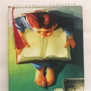 دفتر پارچه ای مخمل طرح فانتزی کتابخوانی سایز A4 با 80 برگ بدون خط