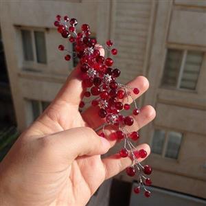 ریسه زرشکی ریسه کریستالی قرمز  ریسه شنیون قرمز سنجاق شنیون زرشکی ریسه مو تل سر تل کریستالی ریسه مرواریدی زرشکی ریسه قرمز