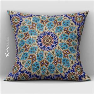 دو عدد کاور کوسن طرح کاشیکاری 2- دو رو مخمل پورش - 40 در 40 - زیپ مخفی
