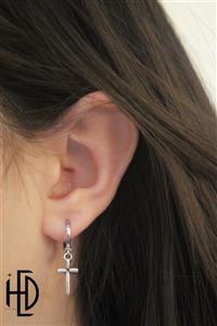 گوشواره تکی صلیب مشکی-میخی-تمام استیل-ضد حساسیت
