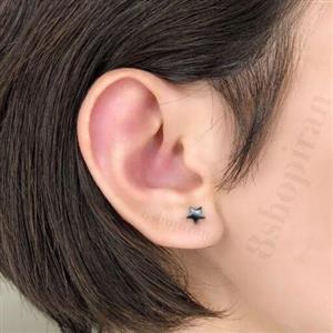 گوشواره جفتی ستاره مشکی-میخی-تمام استیل-ضد حساسیت