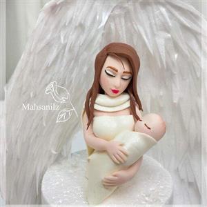 عروسک فوندانت مادر و نوزاد مخصوص کیک