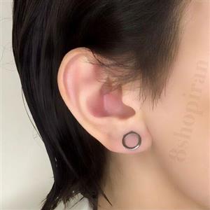 گوشواره جفتی دایره نقره ای-میخی-تمام استیل-ضد حساسیت