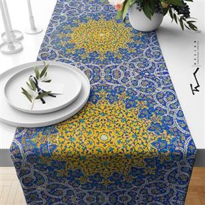 رانر طرح کاشیکاری 5 - سایز 40 در 140 سانتیمتر - جنس دو رو مخمل پورش - کیفیت عالی