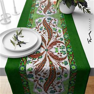 رانر طرح کاشیکاری 4 - سایز 40 در 140 سانتیمتر - جنس دو رو مخمل پورش - کیفیت عالی