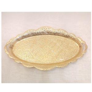 سینی استیل بیضی طلایی ترک مدل HC034 کد 015