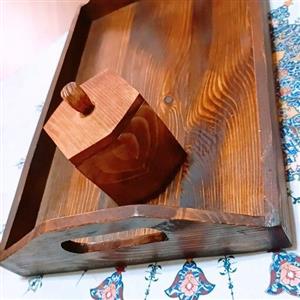 سینی و قندان چوبی
