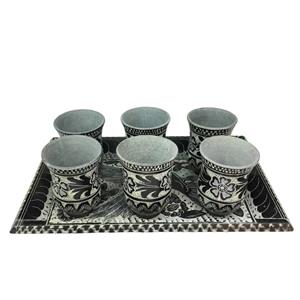 سرویس قهوه خوری سنگی طرح گل و پرنده