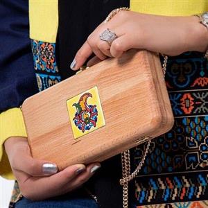 کیف چوبی طرح کاشی هفت رنگ با تنوع بالا مناسب برای هدیه دادن برلی خانم ها