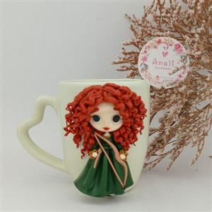 ماگ عروسکی سرامیکی طرح برجسته،ماگ دسته قلبی