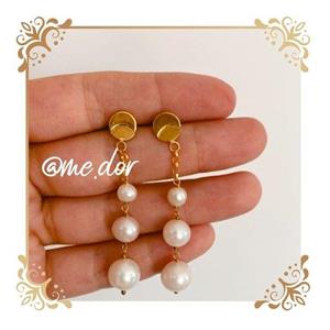 گوشواره مروارید اصل(برند مایدُر) مدل تاج. رنگ ثابت