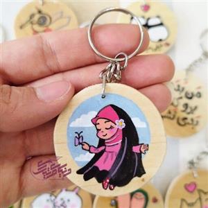 جاکلیدی هدیه جشن تکلیف، سرکلیدی دختر باحجاب، مگنت و جاکلیدی چوبی، نقاشی روی چوب