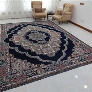 روفرشی 12 متری- مخمل زرکدار- وکیل بافت(زرین) یزد- طرح نیلوفر- کد 004- رنگ سُرمه‌ای- زیر انداز- زیرانداز- زیرسفره‌‌ای