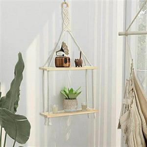 شلف چوبی (چوب طبیعی ) مدل مکرومه 2طبقه