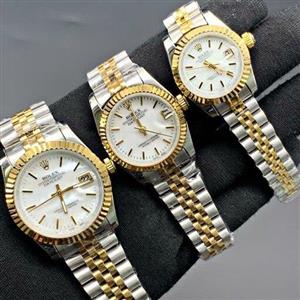 ساعت مچی ست مردانه و زنانه رولکس مدل مشهور دیت رنگبندی بدنه نقره ای با حاشیه طلایی ROLEX DATEJUST