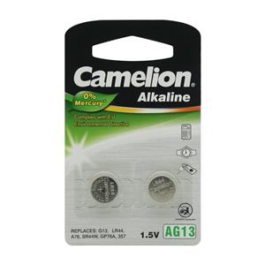 باتری سکه ای کملیون مدل AG13 بسته 2 تایی Camelion Akeline Battery Pack Of 