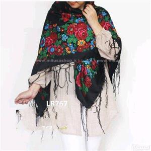 روسری ترکمن زنانه سنتی گل دار  سایز140×140ریشه دار