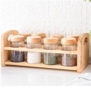 جا ادویه چوب رابروود وشیشه 8 تایی کد 99088