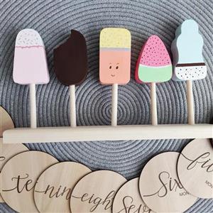 استند بستنی چوبی 5 تایی چوب روس طول 30 سانتیمتر