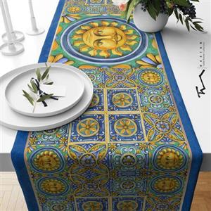 رانر طرح سنتی خورشید خانم - سایز 40 در 140 - جنس دو رو مخمل پورش - کیفیت عالی
