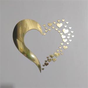 استیکر دیواری طرح قلب طلایی پلکسی