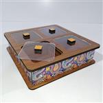جعبه دمنوش و شکلاتخوری چهارخانه رنگ گردویی روشن طرح بته جغه مدل ML501GR