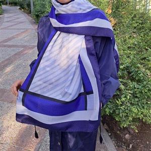 شال نخی آبی کاربنی