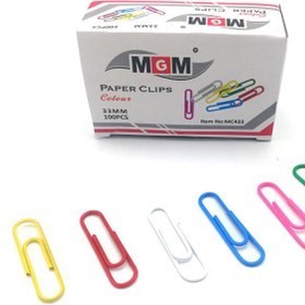 گیره پوشه پیچی رنگی اداری بسته 100 تایی برند MGM 