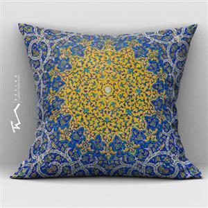 دو عدد کاور کوسن طرح کاشیکاری 5 - دو رو مخمل پورش - 40 در 40 - زیپ مخفی