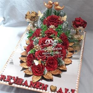 سینی حنا طرح آبشاری با جوجه و جام گیفت قلبی
