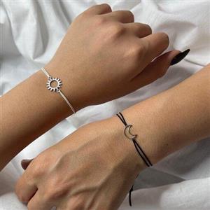 دستبند ست دوستی کاپلی ماه و خورشید استیل رنگ ثابت